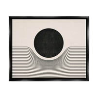 Stupell Industries kortárs absztrakt körcsíkok grafikus jet fekete úszó keretes vászon nyomtatott fali művészet, tervezés: