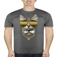 Bling bling macska vicces férfi grafikus faszén póló