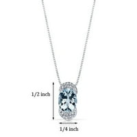 1. CT ovális alakú kék akvamarin és gyémánt medál 14k fehéraranyban, 18