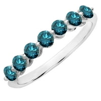 Dazzlingrock gyűjtemény kerek kék gyémánt menyasszonyi kövek egymásra rakható esküvői zenekar nőknek 14k fehér arany,