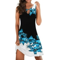 iOPQO Női alkalmi ruha nyári ruhák nőknek Női nyári alkalmi y Ujjatlan Virágmintás Sundress Laza strand Mini ruha Fekete