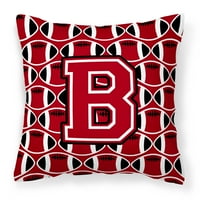 B betű labdarúgó Piros, Fekete-Fehér Szövet dekoratív párna