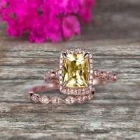 Princess Vágott 2. Karátos pezsgő gyémánt Moissanite eljegyzési gyűrű készlet 10k Rózsa arany gyémánt megfelelő zenekar