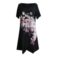 Női nyári Clearance Rövid ujjú v-nyakú virágos rövid Party ruha nyomtatott Laza Elasztikus ruha szoknya zsebekkel Wyongtao