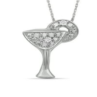 Ezüst lánc nyaklánc nők számára -. Sterling ezüst üveg nyaklánc csillogó valódi akcentussal fehér gyémántok - elegáns,