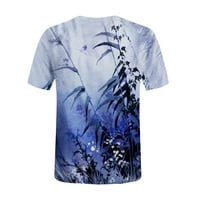 Penkiiy Női Divat nyomtatás Kerek nyakú laza rövid ujjú póló pulóver felsők blúz plusz méretű pólók XL kék nyári akció