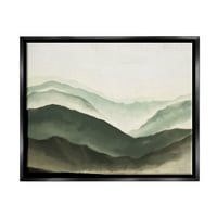 Stupell Industries ködös hegység légköri táj akvarell festmény Jet fekete keretes úszó vászon fal művészet, 16x20