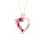 Császári drágakő 10k rózsa arany rózsaszín zafír és rubin ct tw gyémánt szív alakú koktél medál nyaklánc