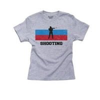 Oroszország Olimpiai-lövés-zászló-sziluett fiú Pamut Ifjúsági szürke póló