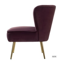 Kényelmes bársony akcentussal szék Átmeneti kar nélküli oldalsó szék arany lábak hálószoba nappali lila